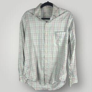 Peter Millar Button Down Plaid Crown‎ Soft Silk Cotton Long Sleeve Medium